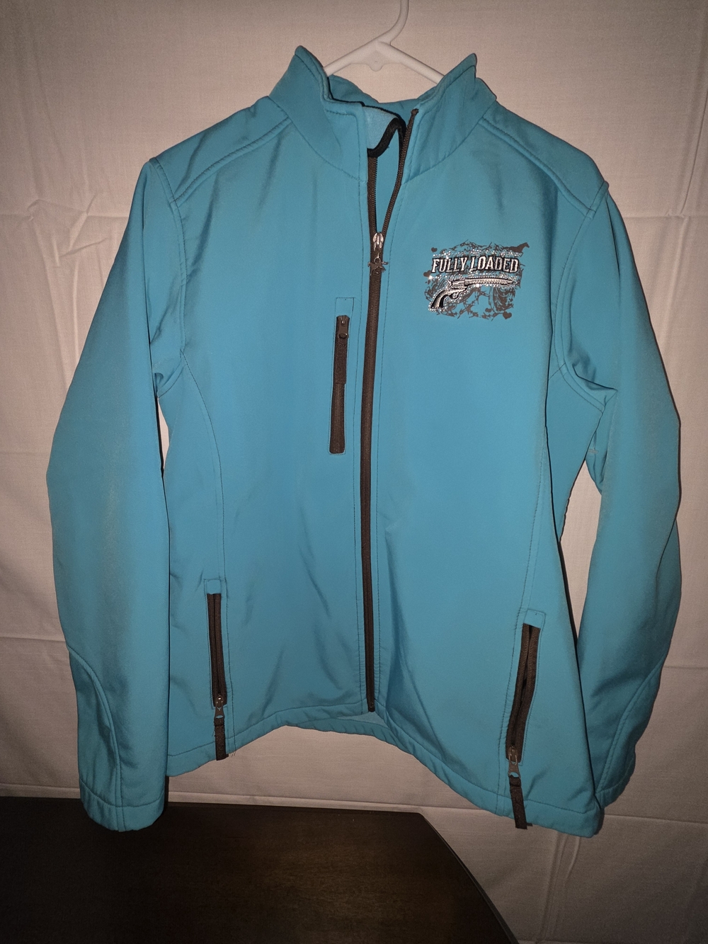 Cowgirl Hardware "Fully Loaded" Women’s Aqua Softshell Jacket Sz XL